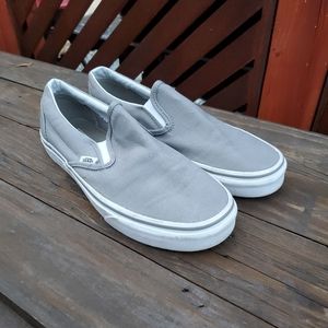Vans in Grey. Used. Size M 7.5 W 9. Lots of tread life left.